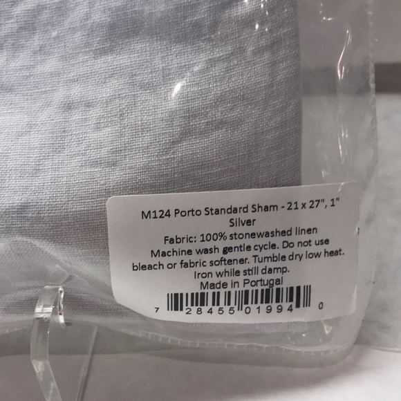 Matouk Porto Full Queen Duvet Cover 2 Standard Shams Linen Silver 3 Piece Set - Picture 8 of 8